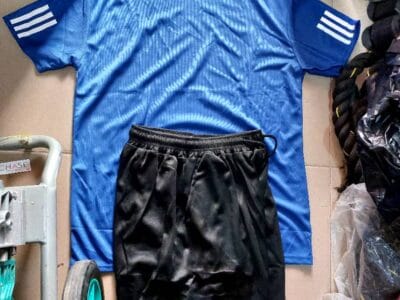 Jersey Blue Top and Black Shorts